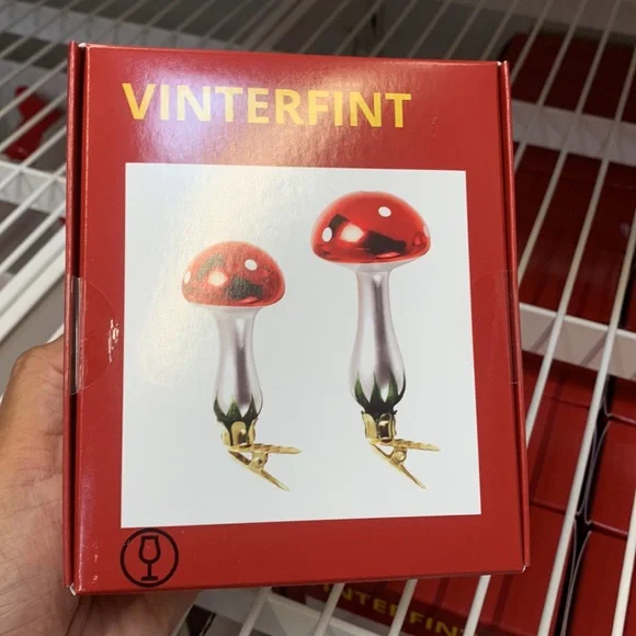 Ikea mushroom Christmas tree decor clip on holiday ornaments decorations new - Picture 5 of 17